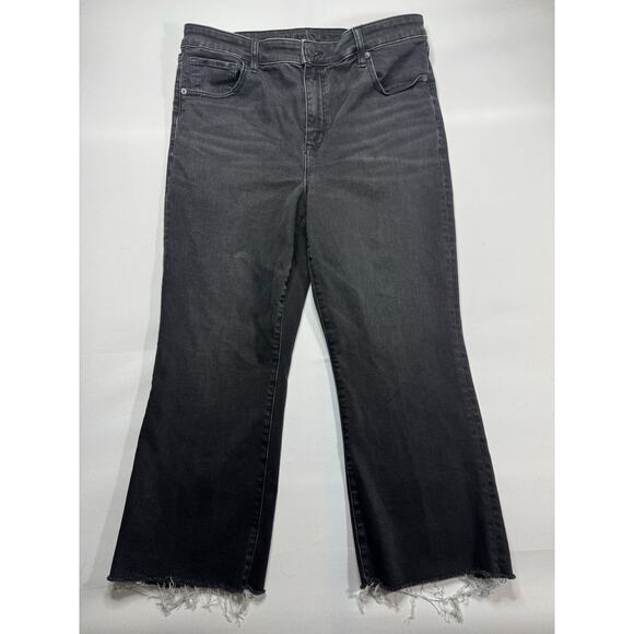 American Eagle Women's Kick Boot Crop Black Denim Jeans - Size 14 Short (34x24) - Picture 1 of 6